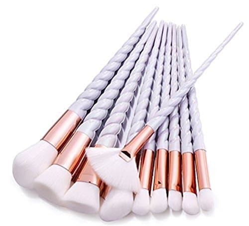 Unicorn Makeup Brushes kit,Langcal 10 PCS Makeup Brushes Set Unicorn Design Handle Shape Professional Eye Contour Brush Foundation Brushes for Eyebrow Eyeliner Blush Cosmetic Blending Concealer Brushe