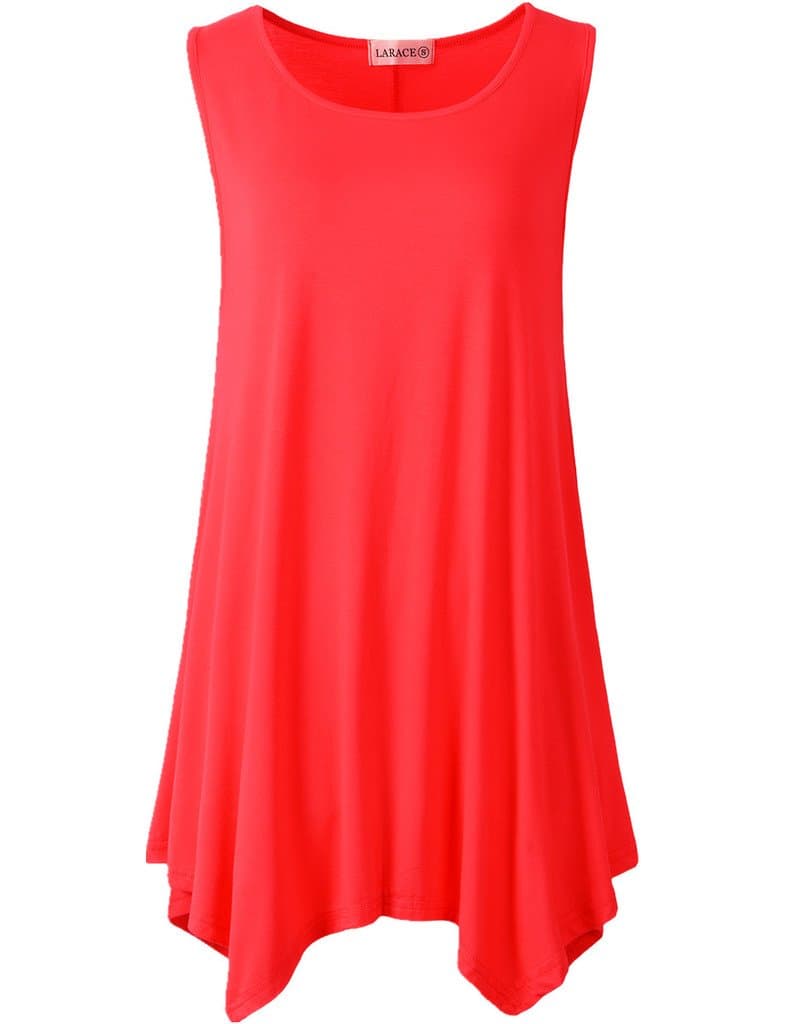 LARACE Women Plus Size Solid Basic Flowy Tank Tops Summer Sleeveless Tunic