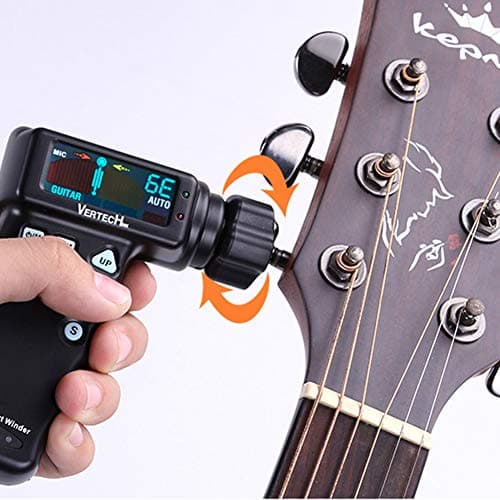Smart Automatic Guitar Tuner, Fast Guitars Auto-Tuner with Electric String Winder and USB Rechargeable, for all String Instruments Electric & Acoustic Guitars, Ukulele, Mandolin(Black)