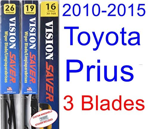 2010-2015 Toyota Prius Replacement Wiper Blade Set/Kit (Set of 3 Blades) (Saver Automotive Products-Vision Saver) (2011,2012,2013,2014)