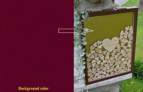 Alternative Guest Book Wedding Guest Book Personalized Drop Top box Heart Guestbook Custom wedding guestbook Memory Box Brown Guestbook (200 hearts, Burgundy)