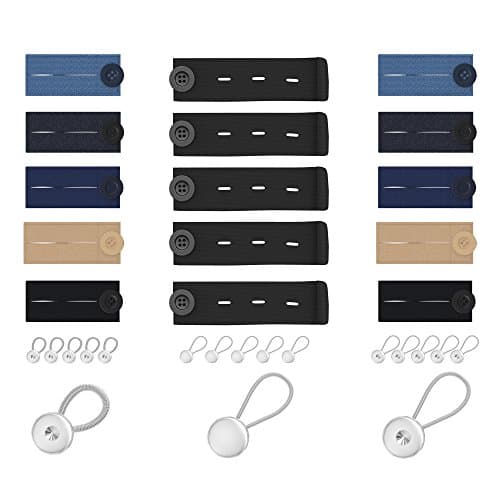 30-Pack Premium Waist Extender, Collar Extender and Maternity Extender Set - For Men, Women and Children - Unisex -For Pants, Shirts, Skirts, Jeans, Denim and Khakis - Adds 1/2" to 4" to Waist or Neck