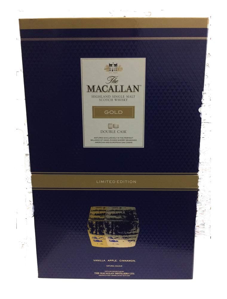 Macallan Gold Double Cask 70cl Limited Edition With Two Branded Glasses In A Gift Box