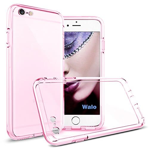 iphone 6s case , Walo Soft Transparent Slim Case, Premium TPU Clear Case for iphone 6 , iphone 6s ( 4.7 inch ) , ( Pink )