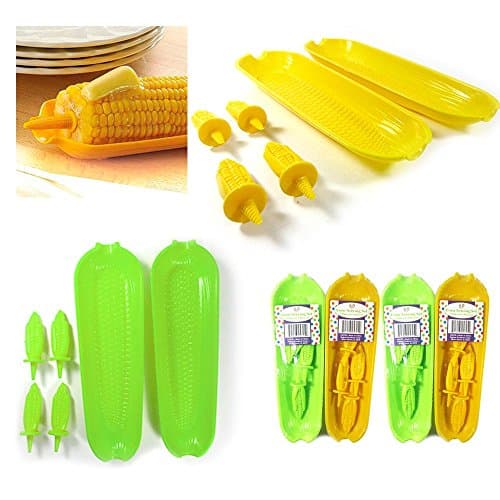 24 Pc Corn On The Cob Serving Set Dish Tray Server Skewers Prongs Holder Kitchen