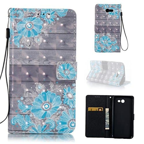 Samsung J7 2017 case, durable pu wallet style cover Kickstand cover credit card holder flip book shell cover with strap and magnetic closure gift for samsung j7 2017-flower3