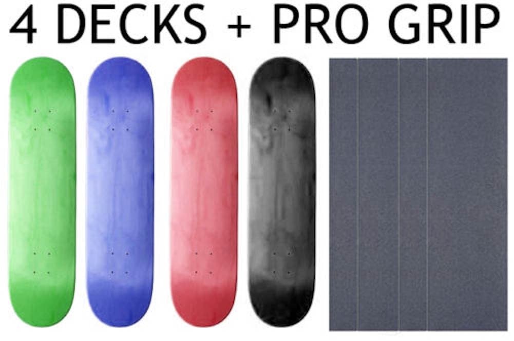 4 Blank Skateboard Decks Deck 7.5 In (7 1/2) Stained With Pro Griptape