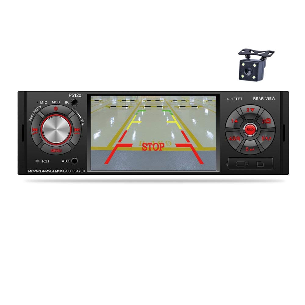 LSLYA 4.1inch HD Single DIN Bluetooth Car Stereo Audio Radio FM Receiver 1080P Video Player MP3/USB/SD/TF/AUX/FM