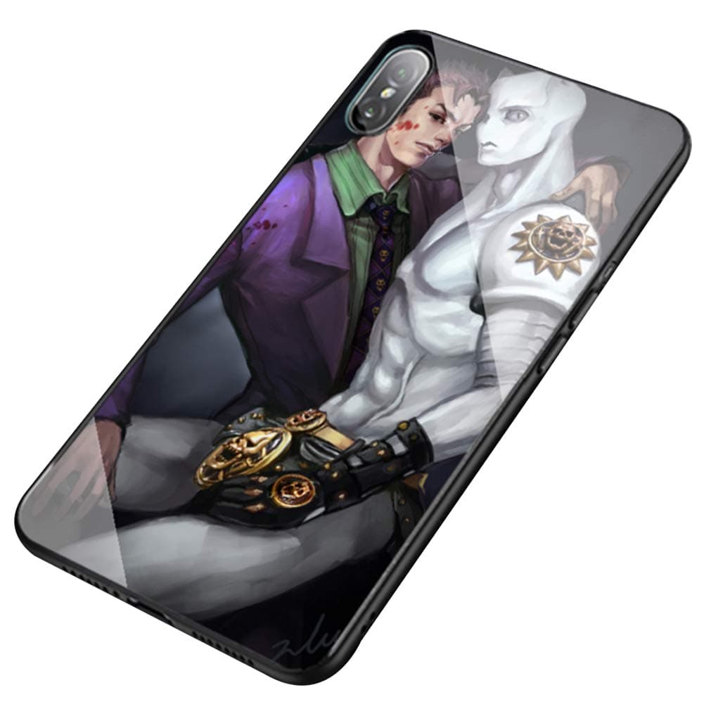 JoJo's Bizarre Adventure Case for iPhone,iPhone 11 Pro Tempered Glass Hard Shell,Black Protective Cover,kira Yoshikage-d iPhone X