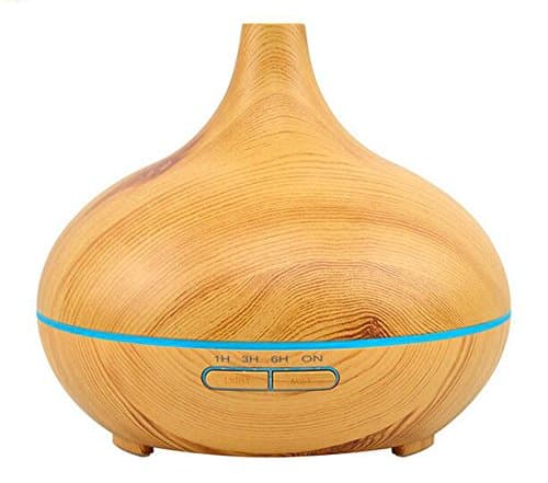 Fab Gear 300ml Aromatherapy Essential Oil Diffuser Wood Grain With 14 Color Changing LED Lights, Auto Shut-off, Soft & Warm Nightlight, Auto Power-off When no water.