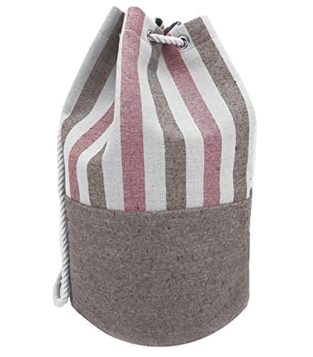 Eshma Mardini Striped Canvas Beach Bag - Inside Lining - Eco Friendly ( Red - Brown )