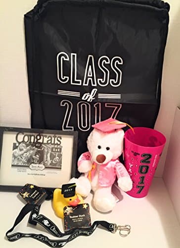 Class of 2017 Pre - Filled 6 pc. Graduation Keepsake Pink & White Plush Teddy Bear Gift! Pre Filled & Ready For Giving!