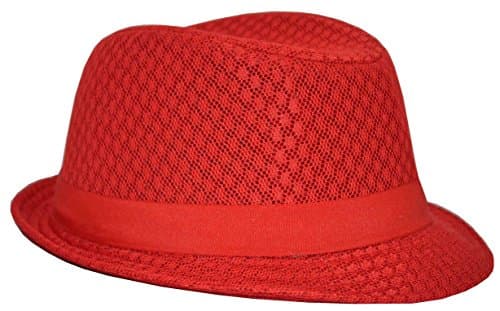MLN Men's Mesh Fedora Red (L/xl)