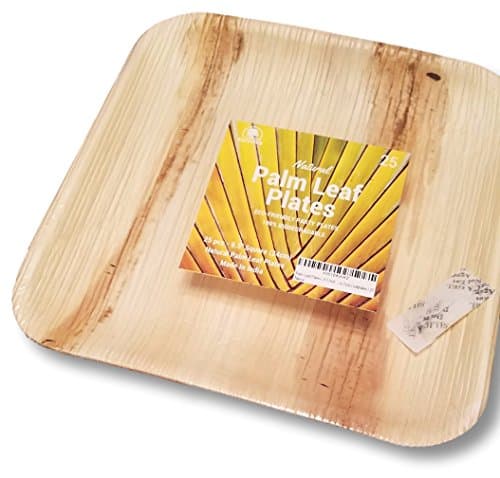 Palm Leaf Plates | 9.5 Inch Square | Perfect Disposable Wedding and Party Plates | All Natural 100% Biodegradable and Compostable | Eco Friendly | Heavy Duty Leafplates | 25 Count