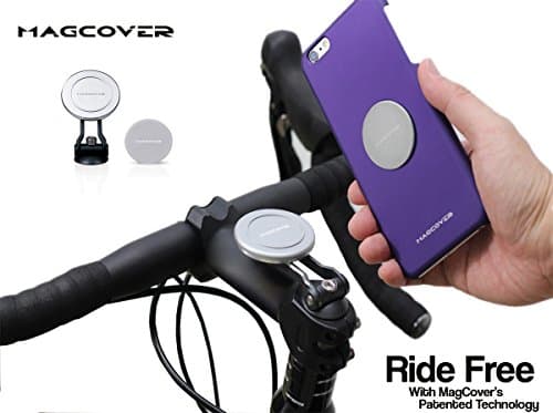 MagCover patented non-interfering cell phone mounting system with strong built-in directional magnetic ring, including Universal Magnetic Disc and Bicycle Mount for road/mountain bikes.