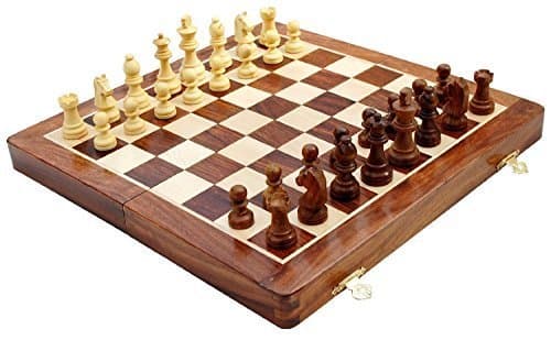 kimaro High Quality 10" Classic Folding Wooden Chess Set - Includes Wood Pieces, Board &amp; Storage Pouches! (2016 Model)