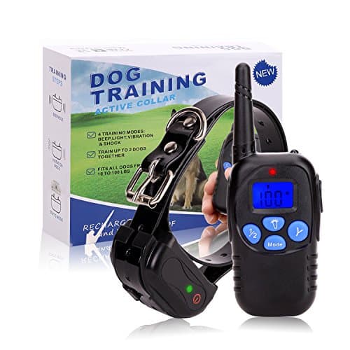 Rechargeable Dog Training Shock Collar - TrainPark (2017 New Design) With Remote for Puppy, Small, Medium &amp; Large Breeds,Waterproof e-collar With 3 Features Vibration,Shock,Beep.