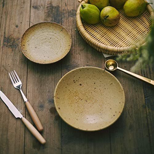 Plates Dinner Set Ceramic Flower Sauce Handmade Stoneware Plate Ceramic Small Dish 1Pcs Earth Yellow 6 Inch Dessert Plates