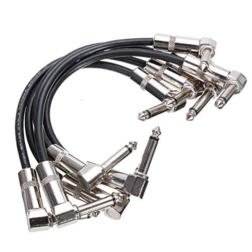 5pcs 6.35mm Right Angle Jack Plug Guitar Patch Lead Effects Instrument Cable Cord