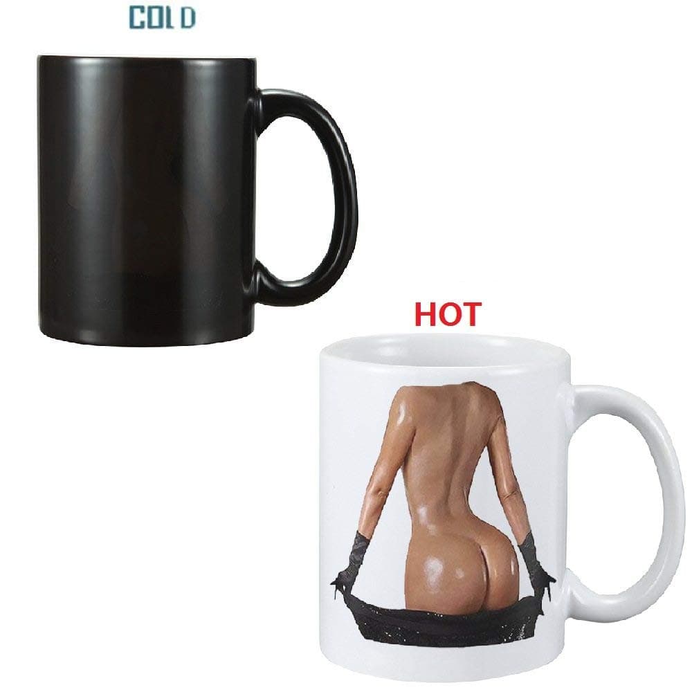 Mugs Funny Color Changing Heat Sensitive Coffee Ceramic Cup Magic Mug, Sexy Butt Creative Cup Novelty Gifts For Birthday New Year Holiday For Lovers Kids Family Friends