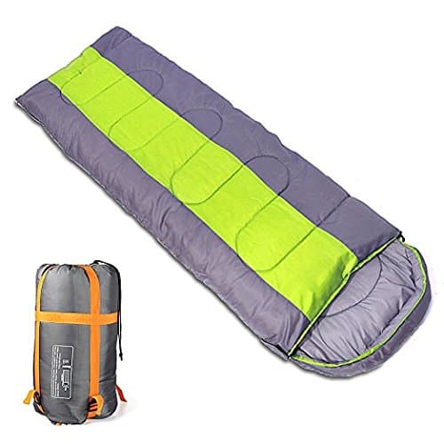 Sleeping bag, packable backpacking sleeping bags with ultralight lightweight, 2 bags spliced as a big double sleeping bag for outdoor travel, hiking, camping in all seasons (Green color right zipper)