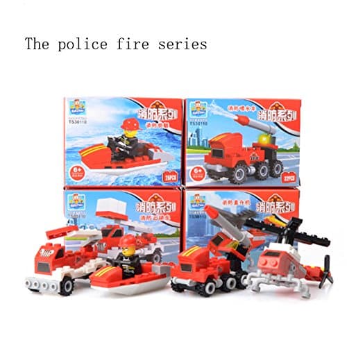 Ponny Fire Engine Jigsaw Puzzle Buildable Toy Plane Building Kit Ladder Truck Yacht Pumper Fire Truck Set of 4 Mini Fire Truck for Young Kids
