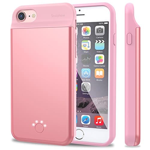 [5500mAh] iPhone 7 Battery Case,Smaiphone 5500mAh Portable Charging Case for iPhone 7/ iPhone 6 / 6S (4.7 inch) External Battery Rechargeable Backup Case / Extra 200% Battery (4.7"-5500mAh-Pink)