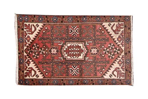 2'6 x 4' Brown and Beige Geometric Design Area Rug, Hand Knotted Wool Area Rug, Antique and Vintage Classic Living Room Area Rug, Code: 18022615
