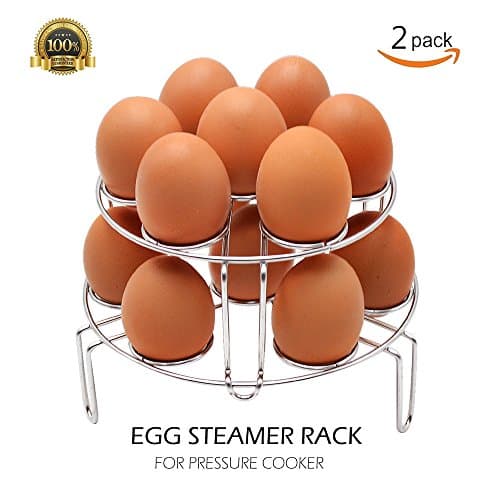 TaiTian 2 Piece Upgraded Heavy Duty Version Stackable Stainless Steel Rustless Egg Steamer Rack for Instant Pot Accessories and Pressure Cooker, Pressure Cooker Accessories