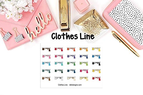 Clothes Line, Planner Calendar Stickers, 2 sheets on matte sticker paper kiss cut, just peel and stick.