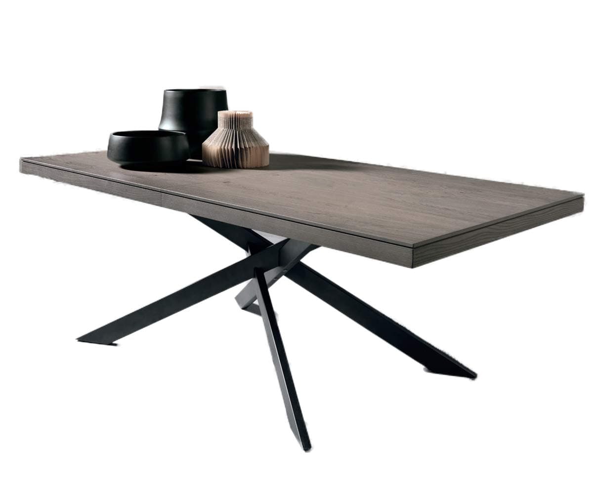 Extendable dining table in oak wood L315 cm made in Italy, Oncino (oak wood natural, L 180/315 x P 100 x H 75)