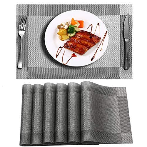 Niskite PL01 Dinner Placemats For Dining Table, 18 X 12 INCH, Silver