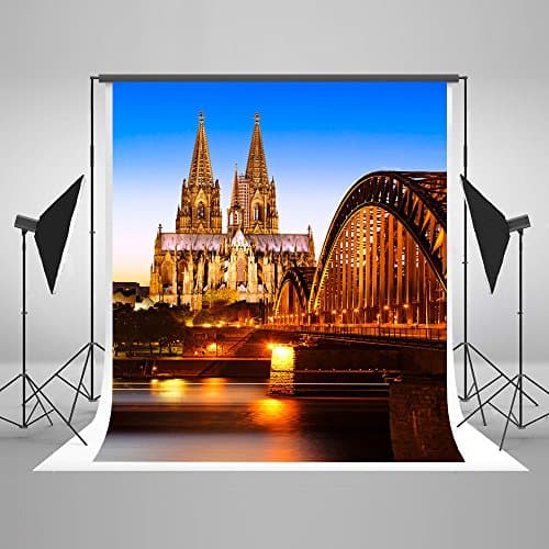 PHSFUBEL Seamless Wrinkle-free Polyester Washable Camera Backdrop Photo Backgrounds Wedding Photography Backdrops Night Bridge 150x220cm