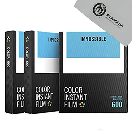 (3 PACK) Impossible Color Instant Film for 600 - White Frame, 24 Exposures + JC Wolf FiberCloth