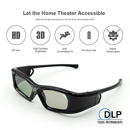 3D DLP Active Shutter Rechargeable Ultra-Clear HD 144 Hz 3D glasses only for ALL DLP Link Projectors