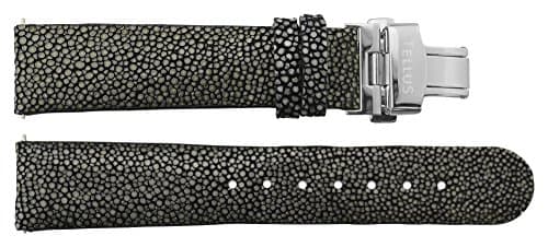 Quick Release Black Galuchat Band Replacement Butterfly Buckle, 22mm Strap - B22014