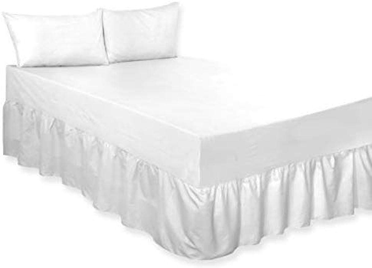 LAWRANCE CAPRINO Percale Extra Deep Fitted Valance Sheet (Single, White)