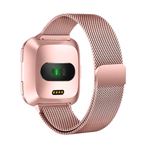 RedTaro For Fitbit Versa Bands Milanese Loop Stainless Steel Strap Replacement with Unique Magnetic Lock for Versa Fitness Smartwatch Women &amp; Men