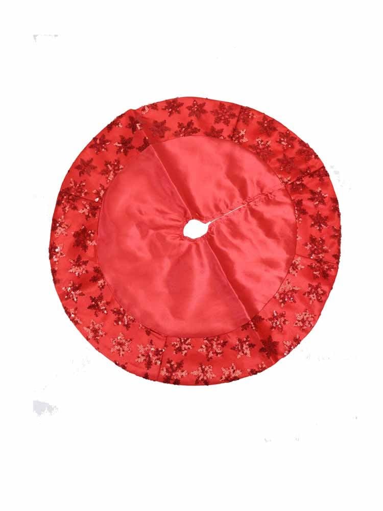 20 Inch Red Mini Tree Skirt w/Snowflake Sequins [TS0193B]