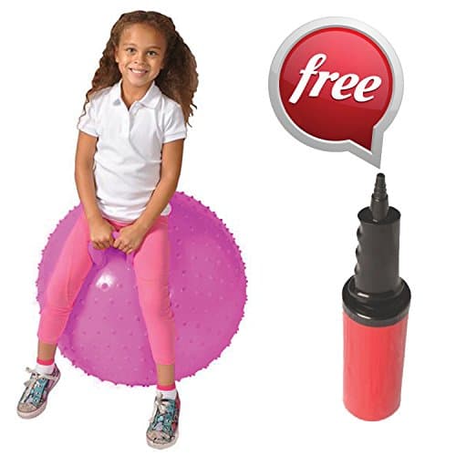 36" Knobby Space Hopper Ball with Handle by ArtCreativity - 7 Vibrant Color Options - Deluxe Bouncer Gym Toys - Playtime and Exercise Hoppity Hop Jumping Ball for Tall Kids &amp; Adults - Pump Included