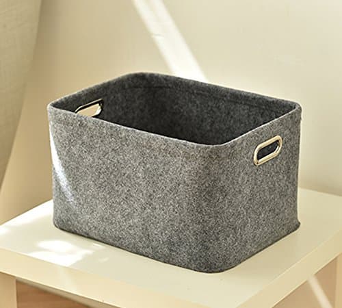 Edeesky Large Capacity Washable Felt Washable Thicker Collapsible Pure Colour Storage Bin Box with Metal Handles Convenient Organizers Clothing Finishing Box home multi-purpose storage basket