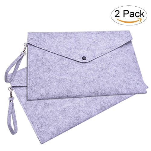 TANTAI Felt File Holder,Expanding Document Folder,Luxury Office File Folders large Than A4 Size ,With Lanyard and Stainless Steel Buttons (Marble)