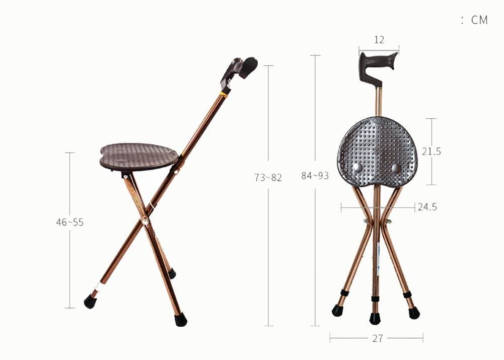 crutch G&M Folding Cane Seat Elderly Elderly Stool Stool Multifunctional Tripod Stool Lightweight Adjustable Walking Cane
