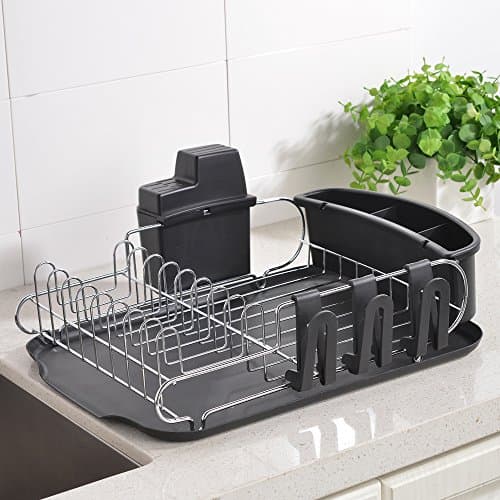 Wtape New Design Modern Steel Rust Proof Kitchen In Sink Side Dish Drying Rack, Black Dish Drainer
