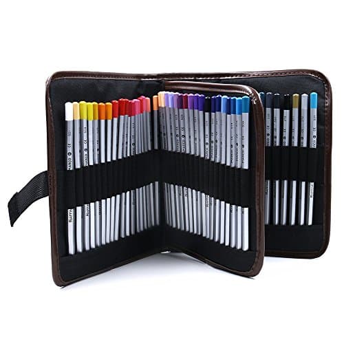 Memoru Canvas Pencil Wrap 72 Slots Holder Colored Pencil Case Roll Multi-purpose Pouch for School ArtSoft Travel