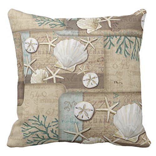 Nautical Seashells On The Seashore Throw Pillow Case