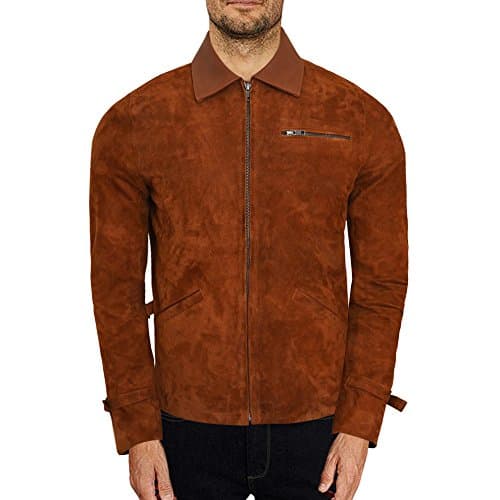 Allied Brad Pitt Brown Suede Leather Jacket (X-Large)