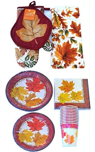 Autumn Traditions Thanksgiving Falling Leaves Dinner Set