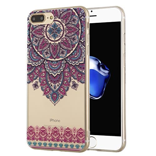 iPhone 7 Plus Case, ZKDT Totem Series Ultra-thin Clear Soft TPU Protective Case with Totem Pattern Back Cover for iPhone 7 Plus 5.5" (Totem_Black Purple)
