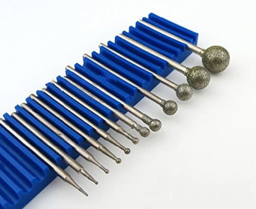 13 Pcs 2.35mm(3/32'') Shank Diamond Grinding Head Mounted Burr Point Set F Needle for Jade, Jewelry, Stone, Ceramic Grinding/ Carving/ Polishing by Carving Expert